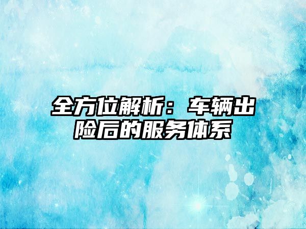 全方位解析：車輛出險后的服務(wù)體系