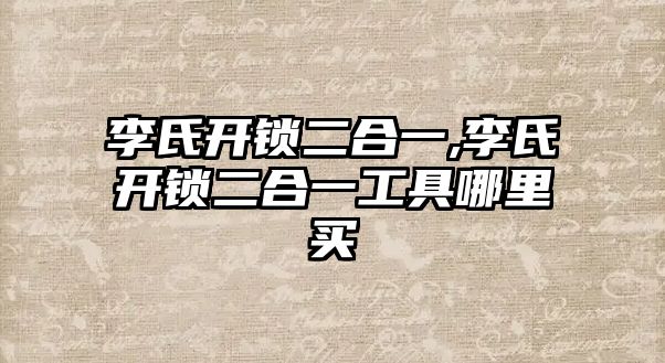 李氏開鎖二合一,李氏開鎖二合一工具哪里買