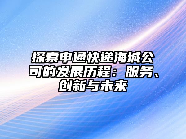 探索申通快遞海城公司的發(fā)展歷程：服務(wù)、創(chuàng)新與未來