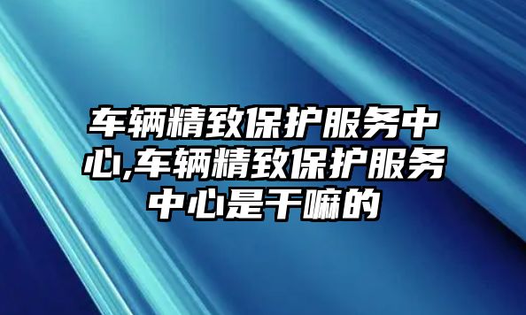 車輛精致保護服務中心,車輛精致保護服務中心是干嘛的