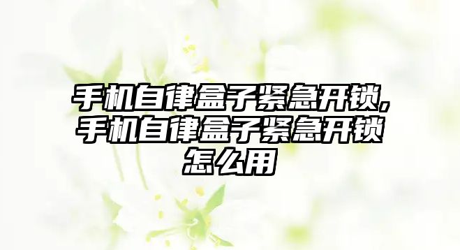 手機自律盒子緊急開鎖,手機自律盒子緊急開鎖怎么用