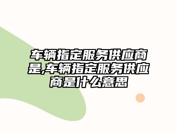 車輛指定服務(wù)供應(yīng)商是,車輛指定服務(wù)供應(yīng)商是什么意思