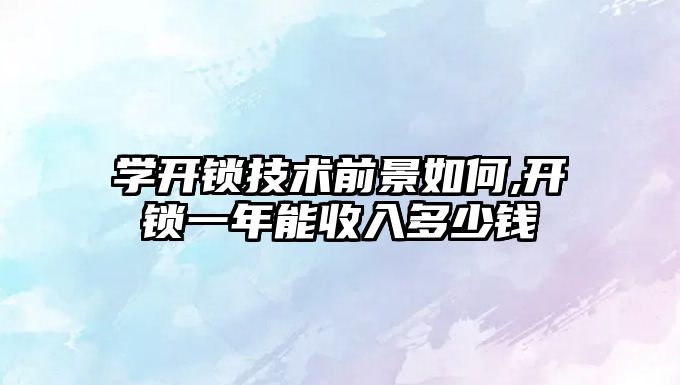 學開鎖技術前景如何,開鎖一年能收入多少錢