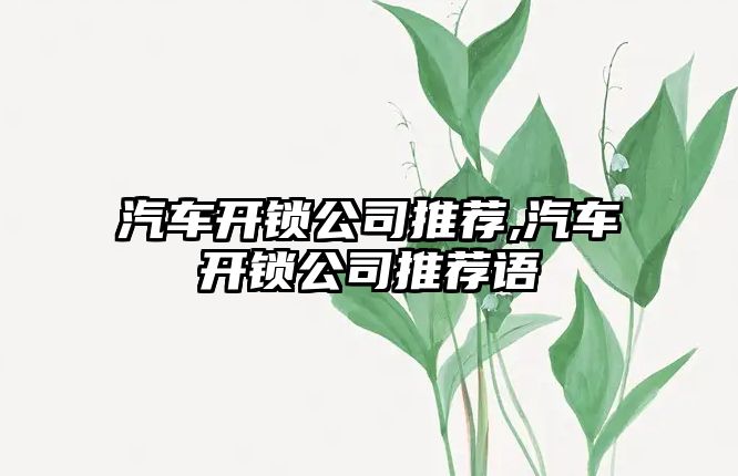 汽車開鎖公司推薦,汽車開鎖公司推薦語