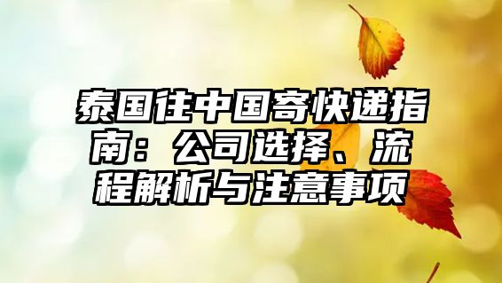 泰國(guó)往中國(guó)寄快遞指南：公司選擇、流程解析與注意事項(xiàng)