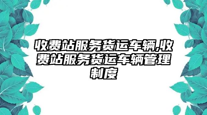 收費站服務貨運車輛,收費站服務貨運車輛管理制度