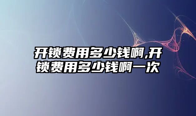 開鎖費(fèi)用多少錢啊,開鎖費(fèi)用多少錢啊一次