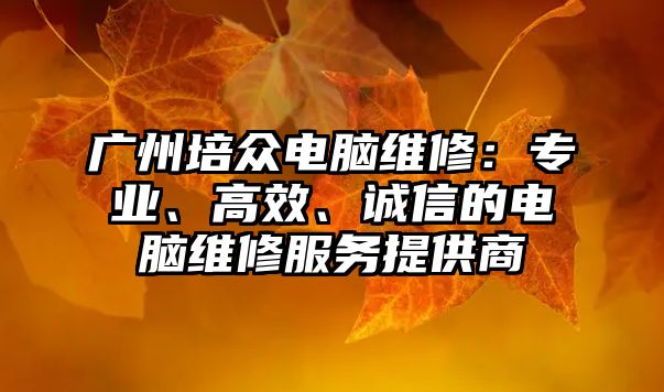 廣州培眾電腦維修：專業(yè)、高效、誠(chéng)信的電腦維修服務(wù)提供商