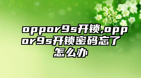 oppor9s開鎖,oppor9s開鎖密碼忘了怎么辦