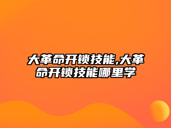 大革命開鎖技能,大革命開鎖技能哪里學