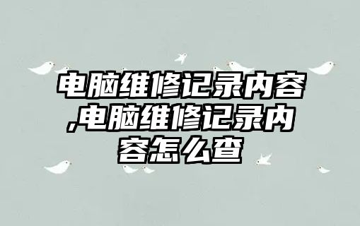 電腦維修記錄內容,電腦維修記錄內容怎么查