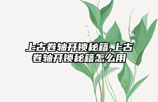 上古卷軸開鎖秘籍,上古卷軸開鎖秘籍怎么用