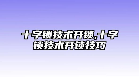 十字鎖技術開鎖,十字鎖技術開鎖技巧