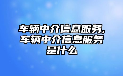 車輛中介信息服務,車輛中介信息服務是什么