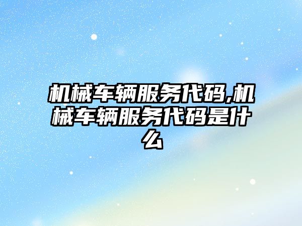 機械車輛服務代碼,機械車輛服務代碼是什么