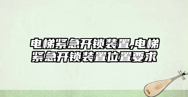 電梯緊急開(kāi)鎖裝置,電梯緊急開(kāi)鎖裝置位置要求