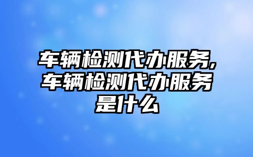 車輛檢測代辦服務,車輛檢測代辦服務是什么