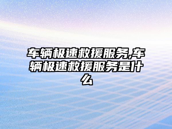 車輛極速救援服務,車輛極速救援服務是什么