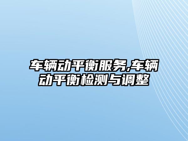 車輛動平衡服務,車輛動平衡檢測與調整