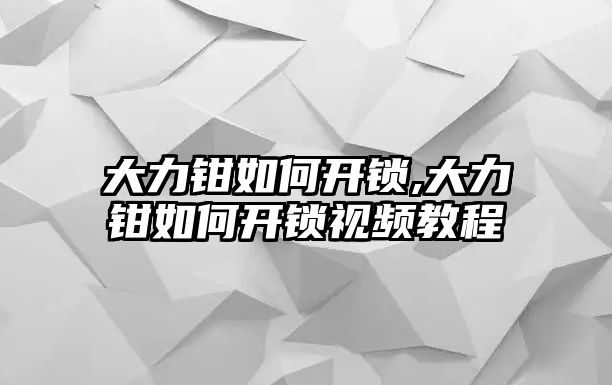 大力鉗如何開鎖,大力鉗如何開鎖視頻教程