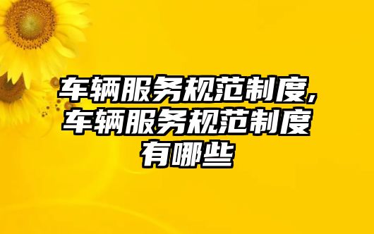 車輛服務規范制度,車輛服務規范制度有哪些