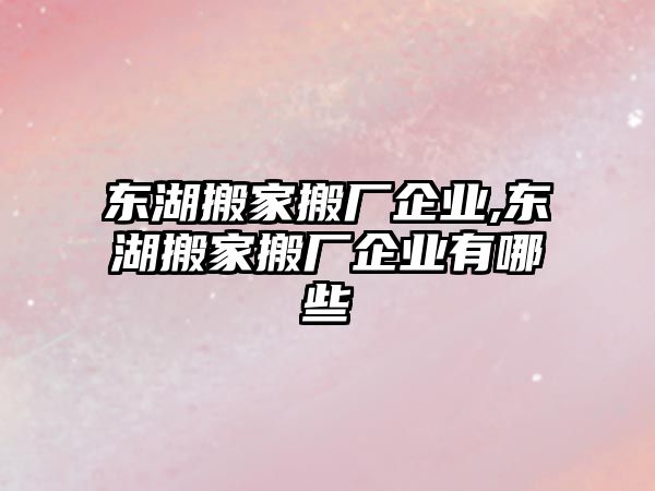 東湖搬家搬廠企業,東湖搬家搬廠企業有哪些