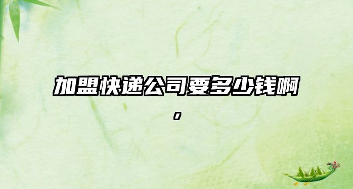 加盟快遞公司要多少錢啊,