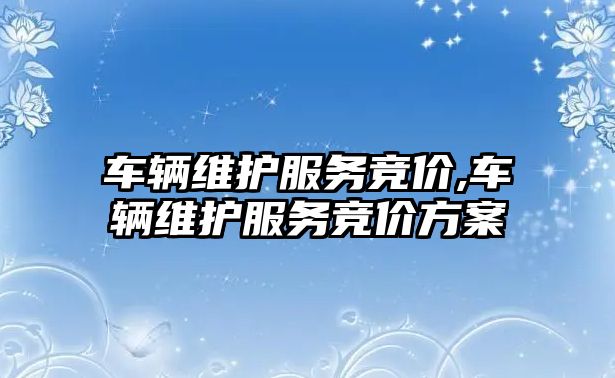 車輛維護服務競價,車輛維護服務競價方案