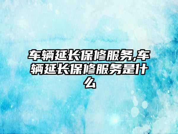 車輛延長保修服務,車輛延長保修服務是什么