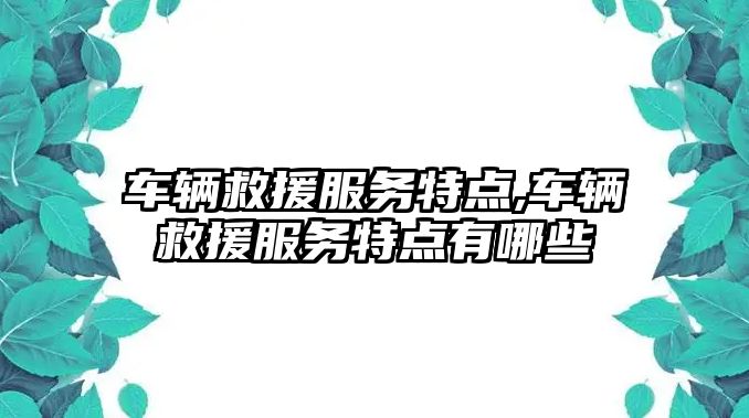 車輛救援服務特點,車輛救援服務特點有哪些