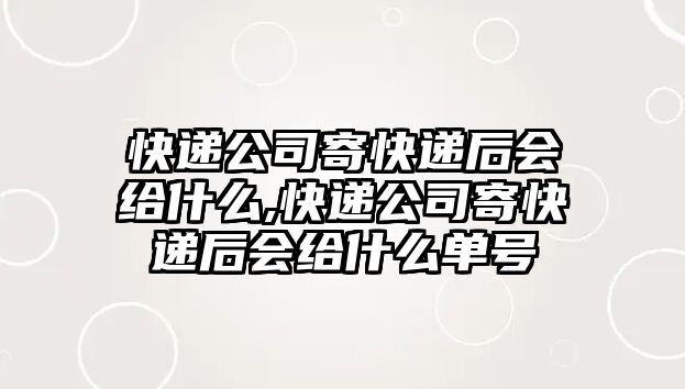 快遞公司寄快遞后會給什么,快遞公司寄快遞后會給什么單號