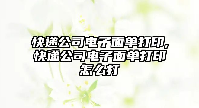 快遞公司電子面單打印,快遞公司電子面單打印怎么打