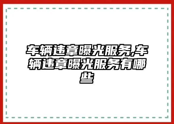 車輛違章曝光服務,車輛違章曝光服務有哪些