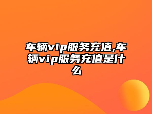 車輛vip服務充值,車輛vip服務充值是什么