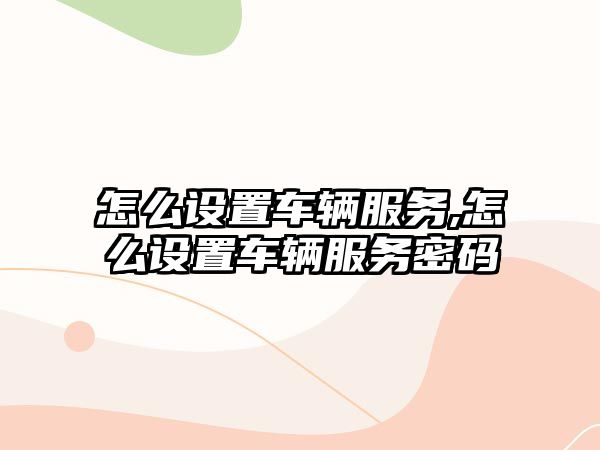 怎么設置車輛服務,怎么設置車輛服務密碼