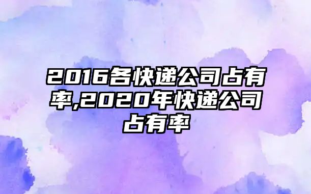 2016各快遞公司占有率,2020年快遞公司占有率