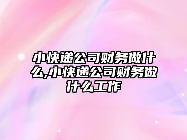 小快遞公司財務做什么,小快遞公司財務做什么工作