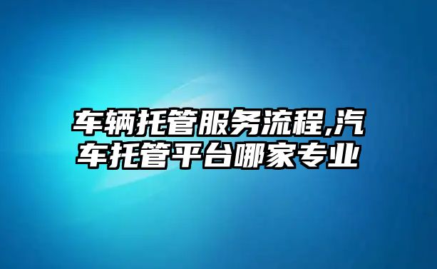 車輛托管服務流程,汽車托管平臺哪家專業