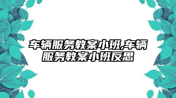 車輛服務(wù)教案小班,車輛服務(wù)教案小班反思