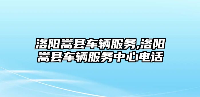 洛陽嵩縣車輛服務,洛陽嵩縣車輛服務中心電話