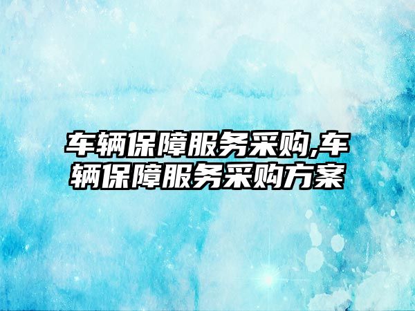 車輛保障服務采購,車輛保障服務采購方案