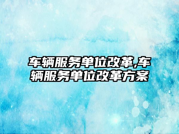 車輛服務單位改革,車輛服務單位改革方案