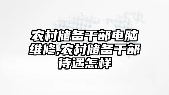 農村儲備干部電腦維修,農村儲備干部待遇怎樣