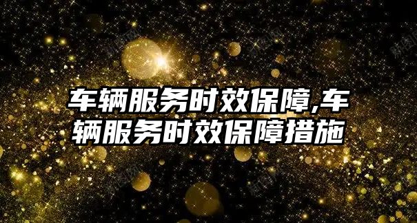 車輛服務時效保障,車輛服務時效保障措施