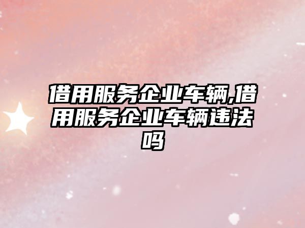 借用服務企業車輛,借用服務企業車輛違法嗎