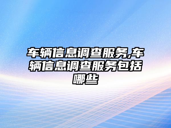 車輛信息調查服務,車輛信息調查服務包括哪些