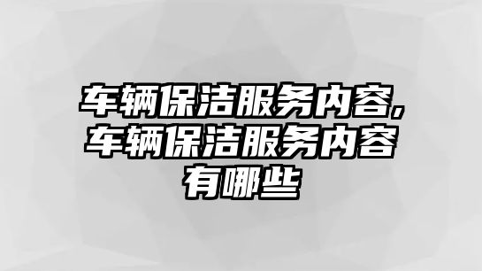 車輛保潔服務內容,車輛保潔服務內容有哪些