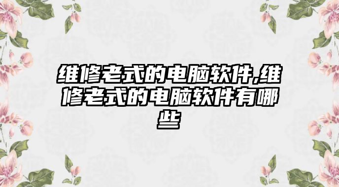 維修老式的電腦軟件,維修老式的電腦軟件有哪些